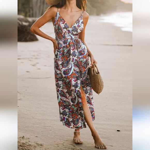 CUPSHE Women's Plunging Backless Beach Dress, Cami Straps, Empire Waist  Size M - Picture 1 of 12